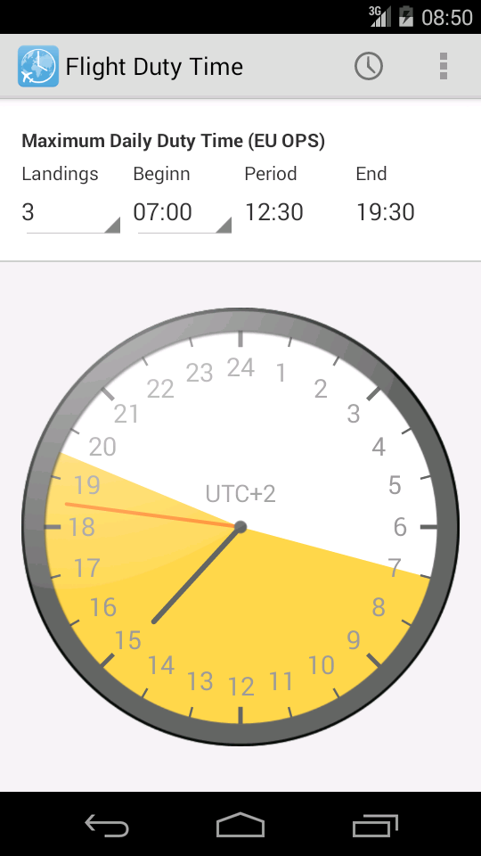 Android application Flight Duty Time screenshort