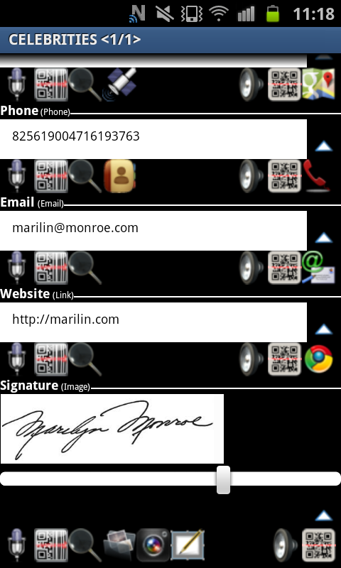 My DATA - DATABASES - EXCEL QR Screen 2