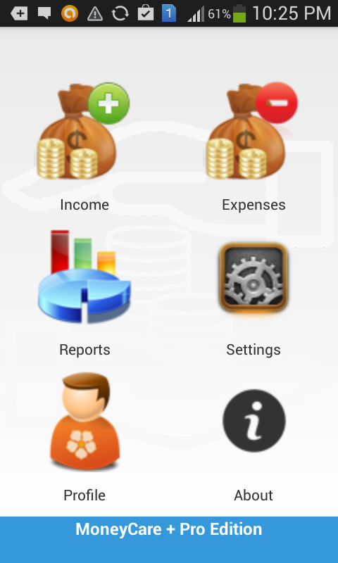 MoneyCare + Pro Edition Screen 1