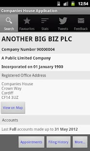Android application Companies House screenshot