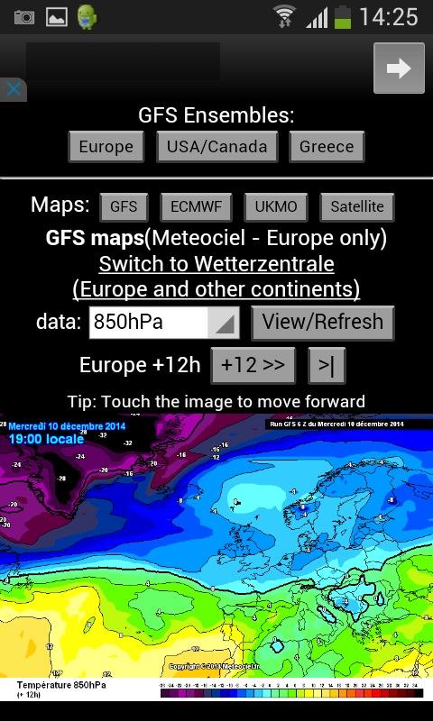 GFS graphs for weather - screenshot