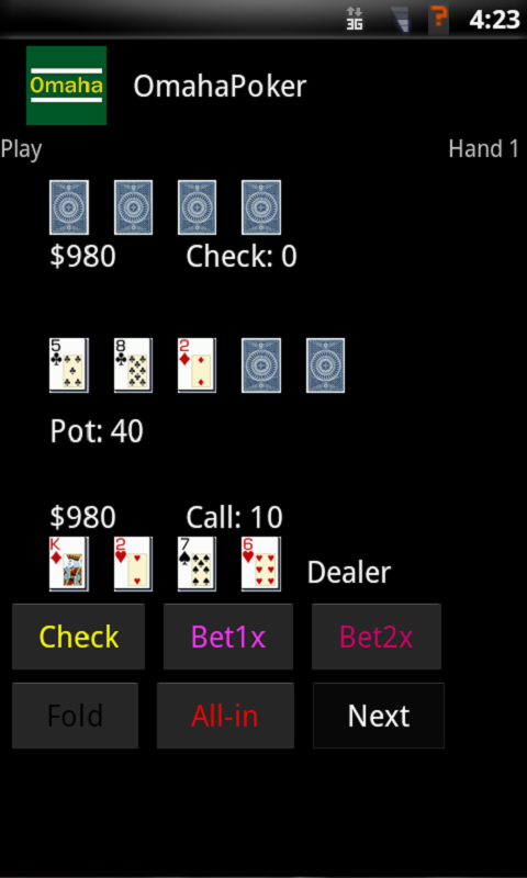 Omaha Poker Screen 2