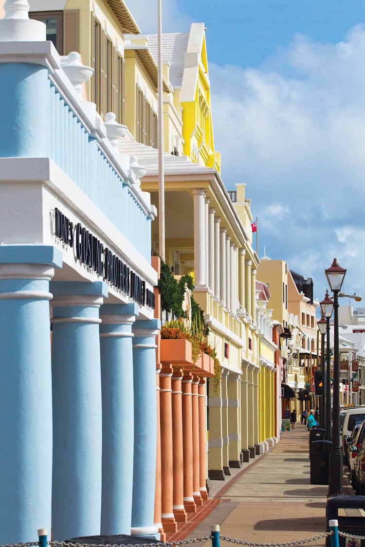Historic Front Street in Hamilton, the capital of Bermuda.
