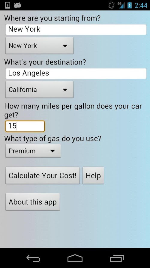 Android application Trip Cost Finder &amp; Calculator+ screenshort