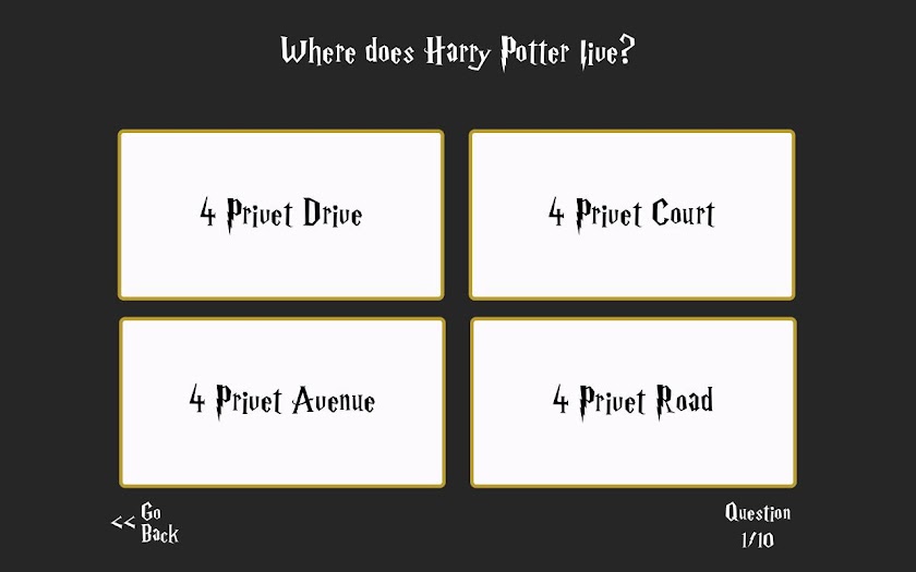 Ultimate Harry Potter Trivia Screen 1