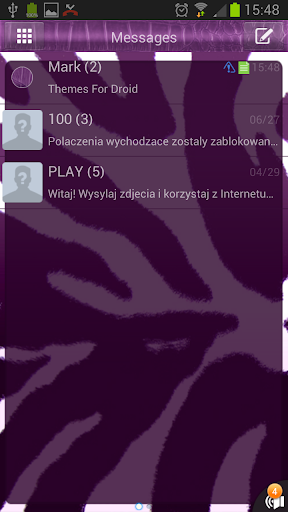 Violet Zebra Theme for GO SMS