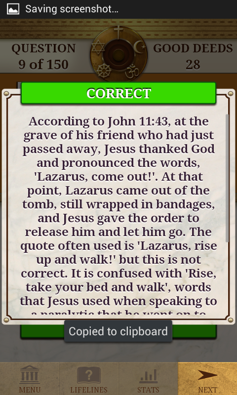 Genius Religion Quiz Screen 3