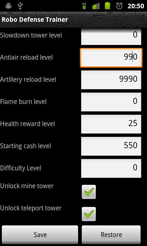 Trainer for Robo Defense Screen 3