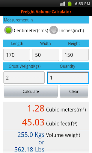 PRO Freight Volume Calculator