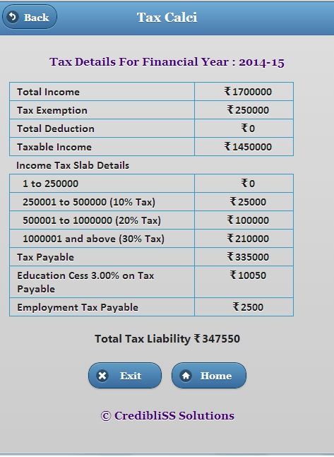 Income and Tax Calculator - Income Tax Department