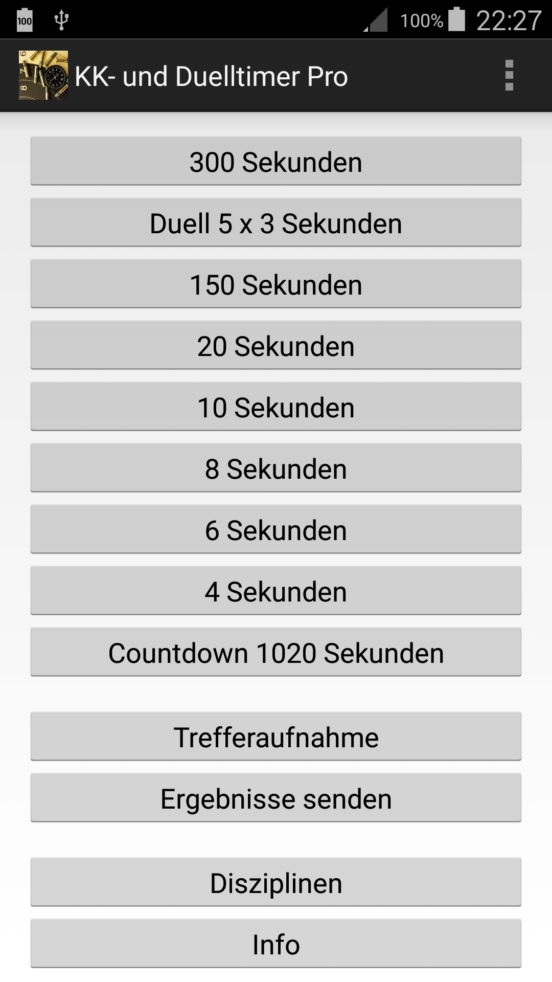 Android application Shot and Duel Timer Pro screenshort