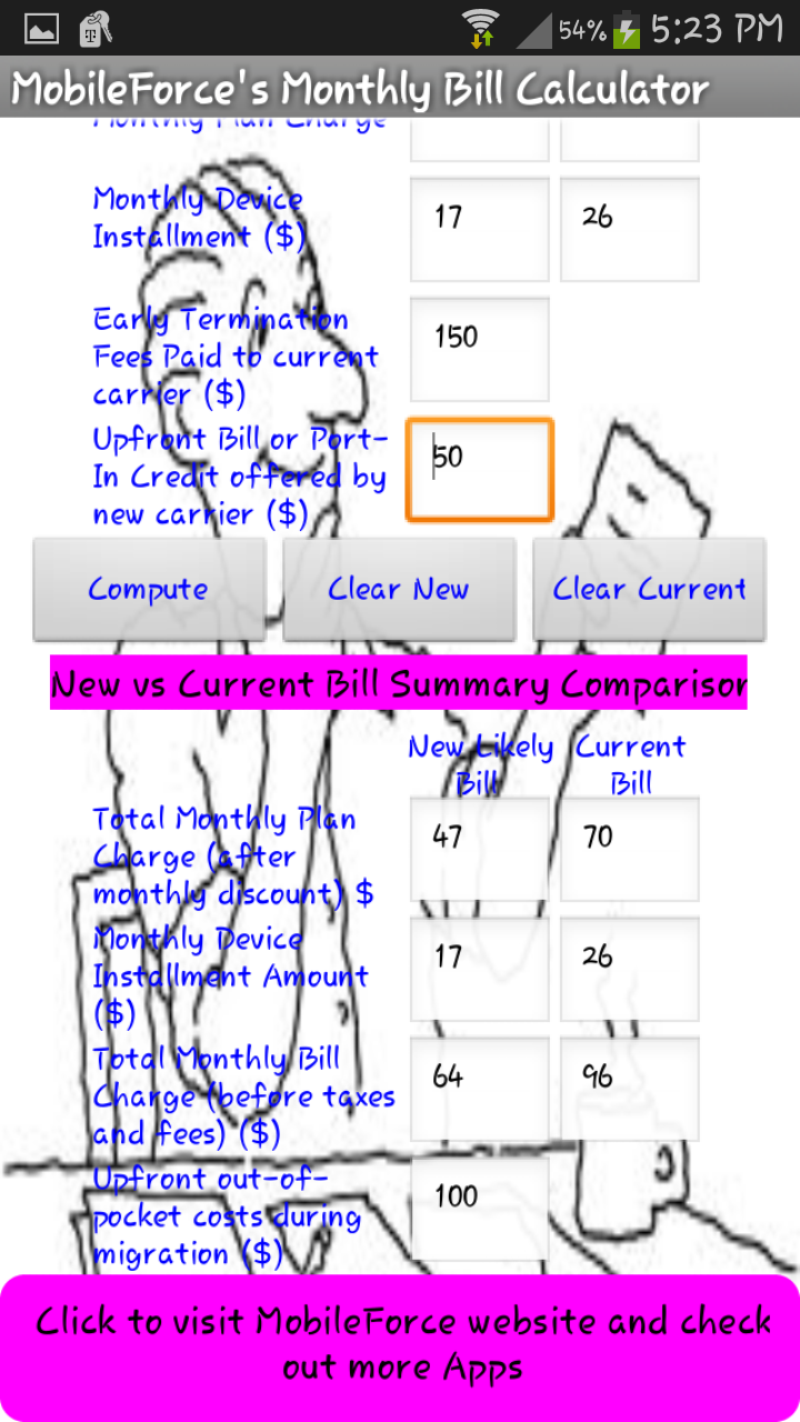 Cell Phone Bill Money Saver Screen 3