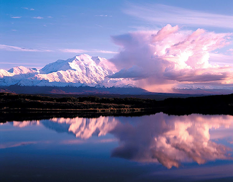 Wonder Lake is the best known lake in Denali National Park, Alaska.
