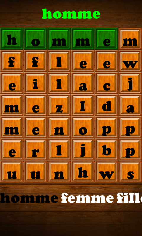 Android application Find a WORD among the letters screenshort