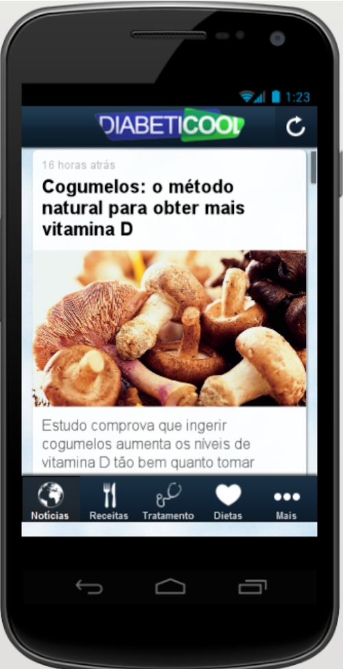 Android application Tudo sobre diabetes screenshort