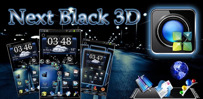 Next Launcher Theme Black 3D