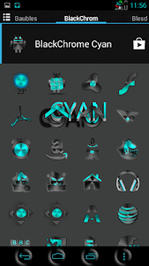 Screenshot BLACKCHROME CYAN LAUNCHER ICON v3.1.1