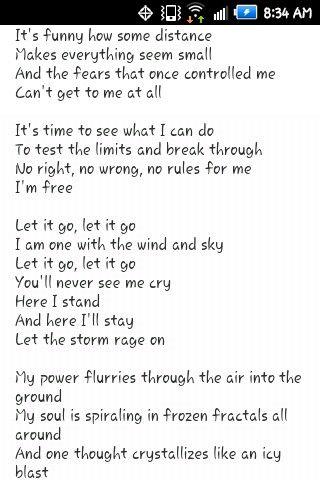 Let it go lyrics - sing along