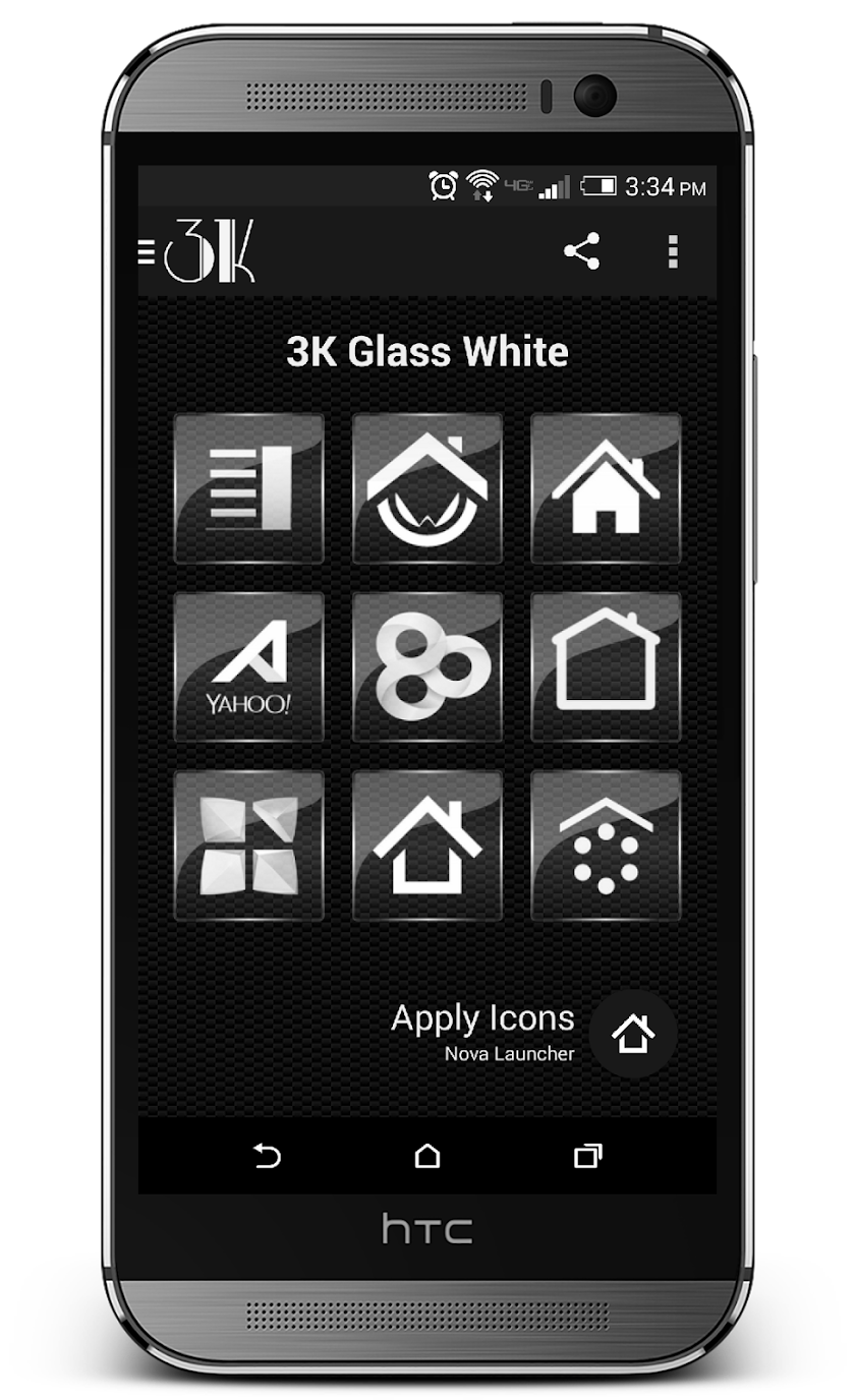 3K SQR Glass - White Icon Pack Screen 2