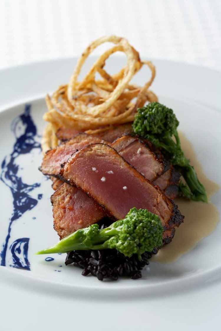 Celebrity's artful presentation scores an A with this pan-seared tuna dish at Blu restaurant. 