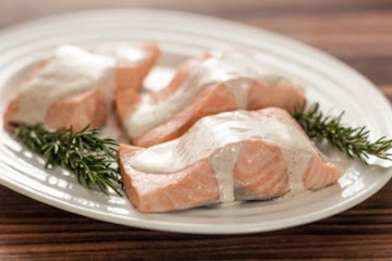 Rosemary Poached Salmon with Spiced Cream Sauce
