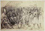 Fotoreproductie van een tekening van Giulio Romano, studie voor De verdeling van het land