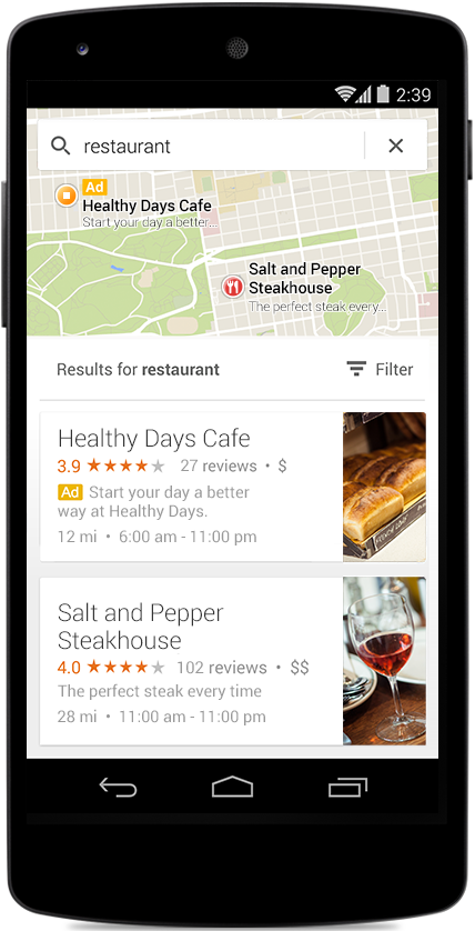 AdWords GMM Mobile Maps ad