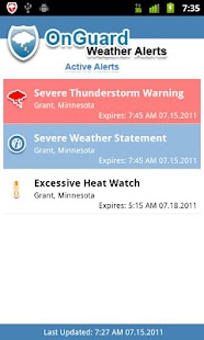 Onguard Weather Alerts screenshot for Android