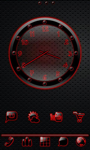 Sleek Ebony Red Clock Widget