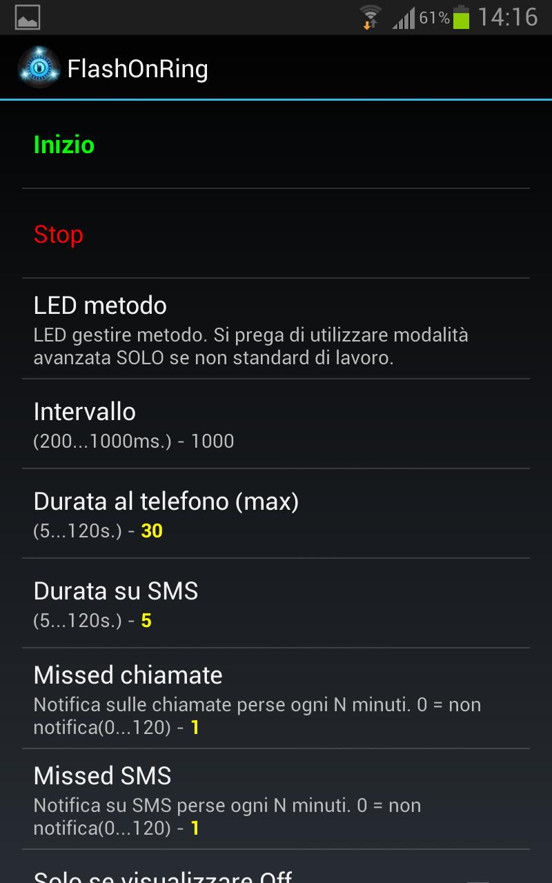 Android application FlashOnRing screenshort