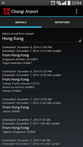 Changi Airport Flight Info