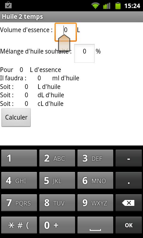 Android application huile 2 temps screenshort