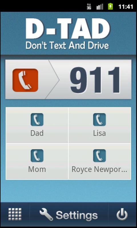 Android application D-TAD (Dont Text And Drive) screenshort