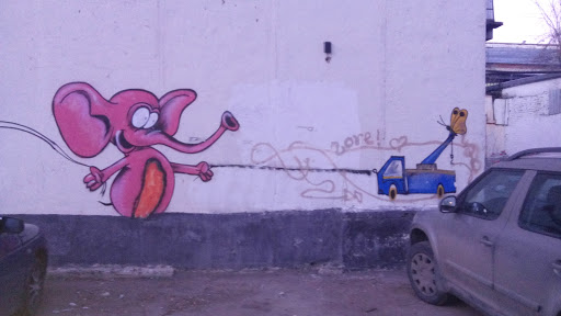 Граффити Розовый слон