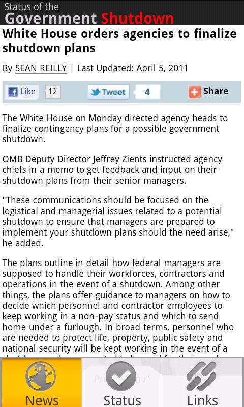 Federal Shutdown Tracker Screen 3