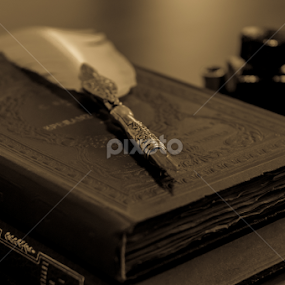 Ancient pen and books by Erian Andre - Artistic Objects Antiques