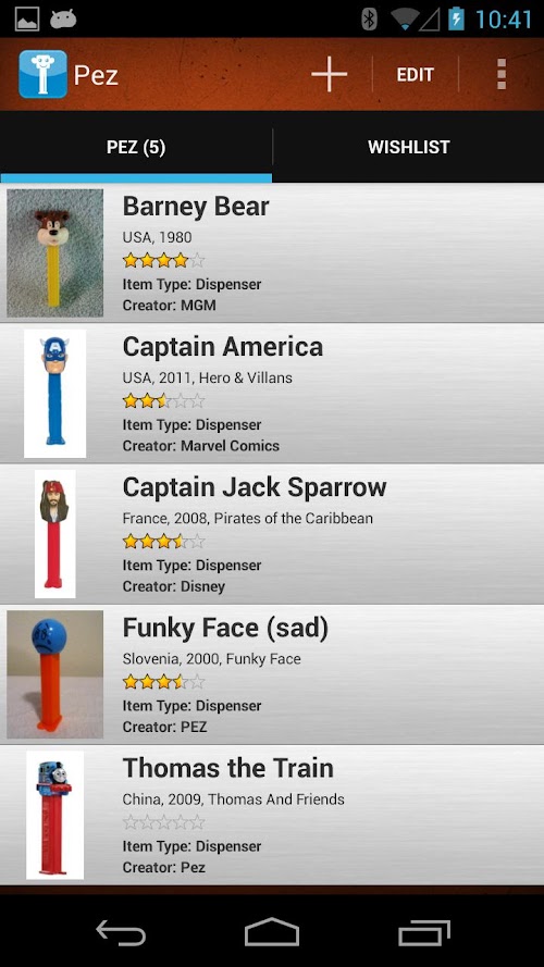 Android application Pez Collectors screenshort