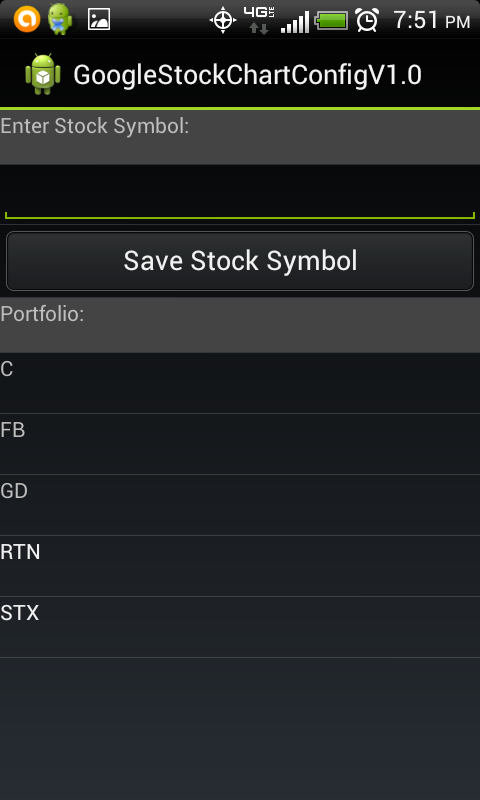 GoogleStockChartConfig Screen 1