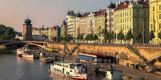 embankment-Prague-Czech-Republic - Prague embankment on a beautiful summer evening.