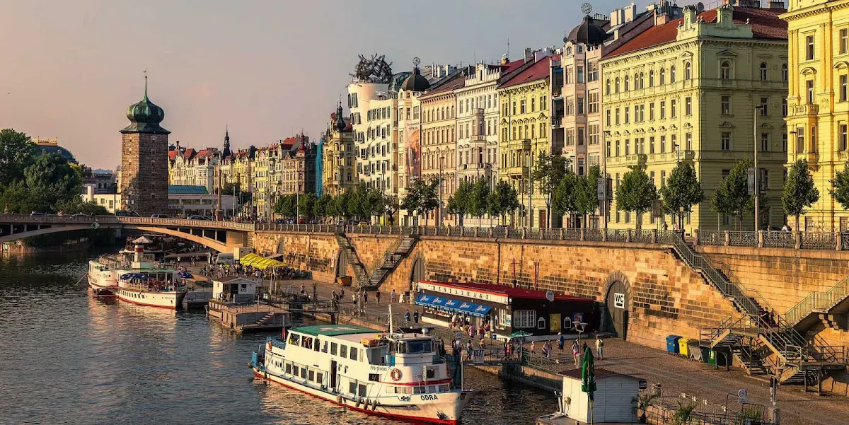 embankment-Prague-Czech-Republic - Prague embankment on a beautiful summer evening.
