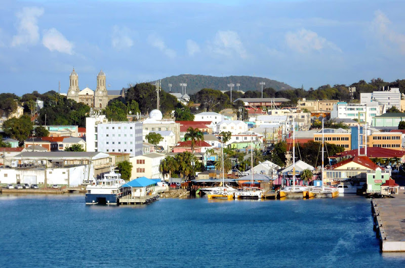 St. John's, the port and main city of Antigua, taken from a cruise ship. 