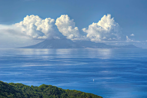 view-of-montserrat-guadeloupe - View of the island of Montserrat from Guadeloupe.