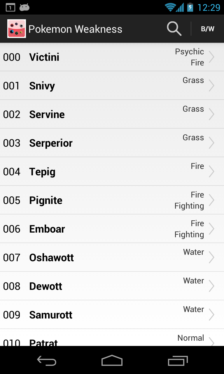 Weakness Check for Pokemon Screen 2