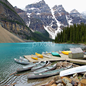 Moraine Lake Dock by Jim Czech - Landscapes Mountains & Hills