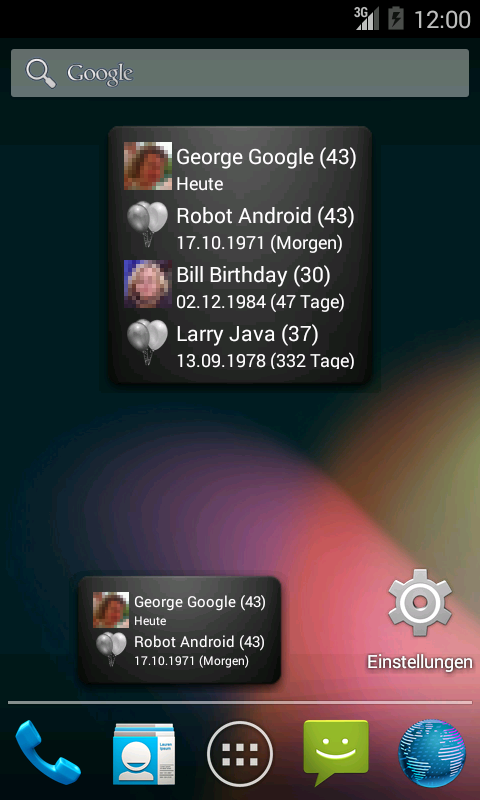Android application Birthday Widget screenshort