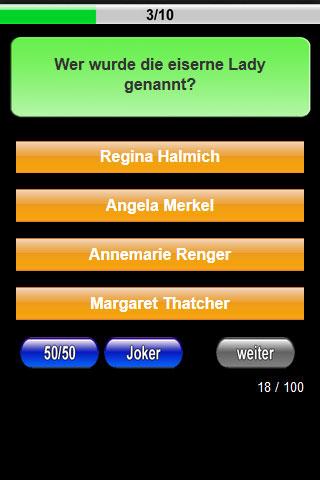 Android application Wissens-Quiz screenshort
