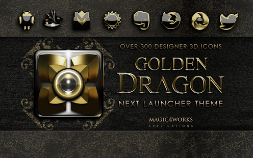 Next Launcher Theme Golden Dra