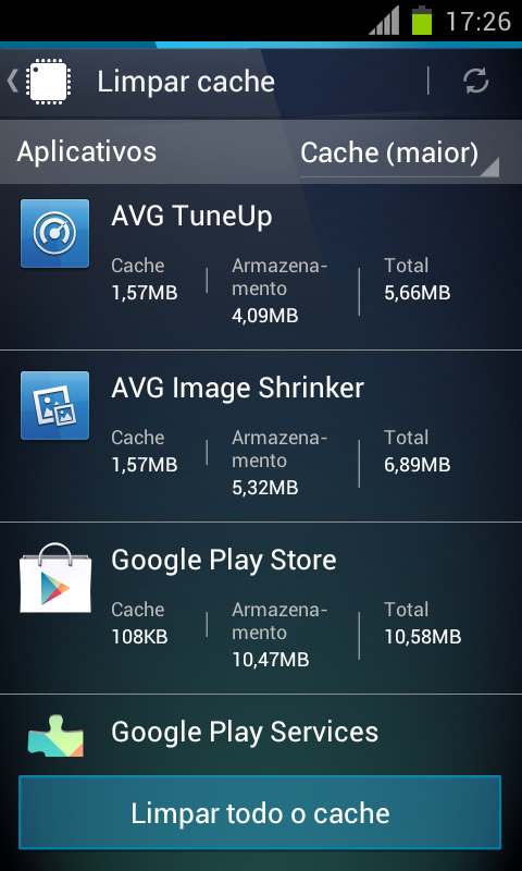 Limpador de memória e cache - screenshot