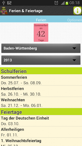 Ferien Feiertage Widget