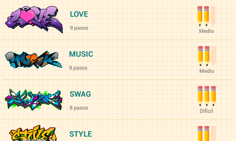 Android application How to Draw Graffitis screenshort